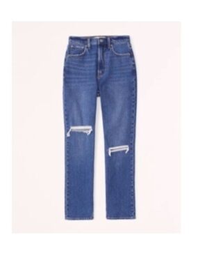 Abercrombie & Fitch Dark Blue Denim High Rise Ankle Jeans